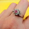Silver ring with lab-created ruby, size P#4