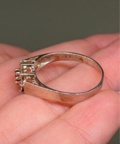 Silver ring with lab-created ruby, size P
