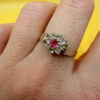Silver ring with lab-created ruby, size P#4
