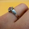 Silver ring with lab-created ruby, size P#4