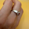 Silver ring with lab-created ruby, size P#4