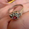 Silver ring with lab-created ruby, size P#4