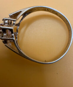 Silver ring with lab-created ruby, size P