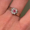 Silver ring with lab-created ruby, size P#4