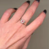 Silver ring with lab-created ruby, size P#4