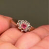 Silver ring with lab-created ruby, size P#4