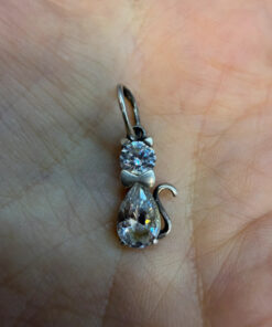 Cat pendant sparkling CZ sterling silver#114