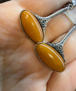 New Sterling silver earrings with natural amber ethnic