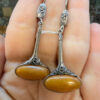 New Sterling silver earrings with natural amber ethnic