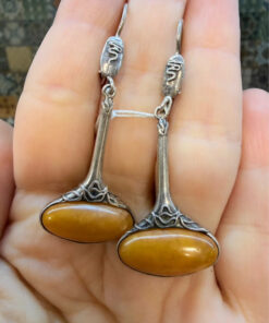 New Sterling silver earrings with natural amber ethnic