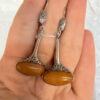 New Sterling silver earrings with natural amber ethnic