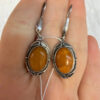 Ethnic-Style Sterling Silver Earrings with Natural Amber