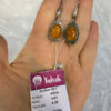 Ethnic-Style Sterling Silver Earrings with Natural Amber