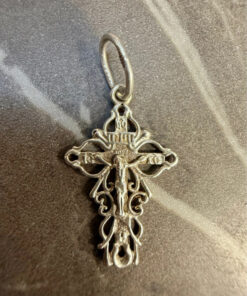 Vintage Orthodox sterling silver openwork twisted cross#114