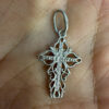 Vintage Orthodox sterling silver openwork twisted cross#114