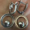 Beautiful silver earrings with marcasite and natural pearls#114