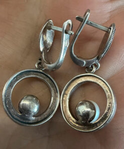 Beautiful silver earrings with marcasite and natural pearls#114