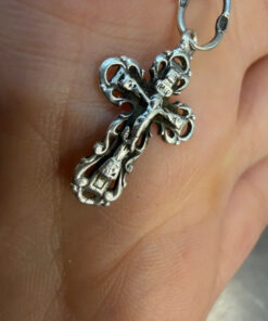 Religious Protective Silver Vintage Cross, 90s, Ukraine
