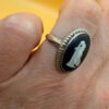Vintage Unique Sterling Silver Wedgwood Black Jasperware Cameo Ring Size I 1/2#114