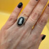 Vintage Unique Sterling Silver Wedgwood Black Jasperware Cameo Ring Size I 1/2#114