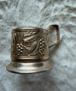 Soviet USSR vintage  Glass Tea Cup Holder grape Podstakannik 1960-70s  USSR