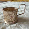 Soviet USSR vintage  Glass Tea Cup Holder grape Podstakannik 1960-70s  USSR