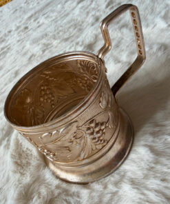 Soviet USSR vintage Glass Tea Cup Holder grape Podstakannik 1960-70s USSR