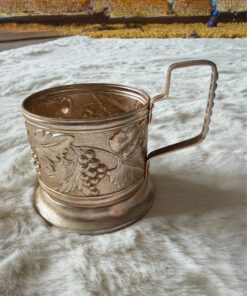 Soviet USSR vintage  Glass Tea Cup Holder grape Podstakannik 1960-70s  USSR
