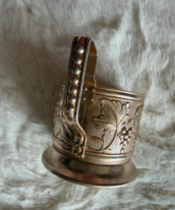 Soviet USSR vintage Glass Tea Cup Holder grape Podstakannik 1960-70s USSR