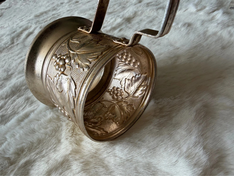 Soviet USSR vintage Glass Tea Cup Holder grape Podstakannik 1960-70s USSR