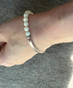 Thomas Sabo Sterling Silver Love Bridge Bracelet with faceted White Agate Beads