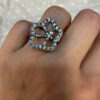 Sparkling flower Sterling silver ring Uk size L