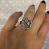 Sparkling flower Sterling silver ring Uk size L