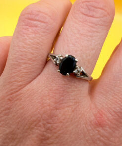 Silver ring with almandine garnet, size O