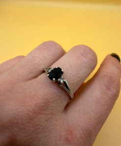 Silver ring with almandine garnet, size O
