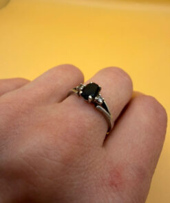 Silver ring with almandine garnet, size O