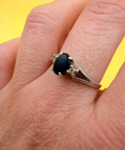 Silver ring with almandine garnet, size O