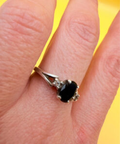 Silver ring with almandine garnet, size O