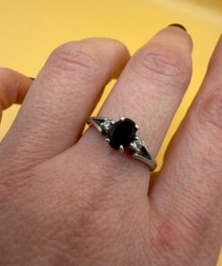 Silver ring with almandine garnet, size O
