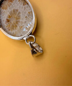 925 Silver Plated Fossil Coral Pendant