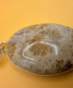 925 Silver Plated Fossil Coral Pendant