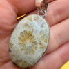 925 Silver Plated Fossil Coral Pendant #3