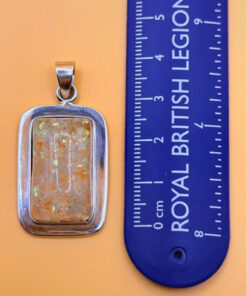 Sterling silver 925 pendant, resin with opal chips #149