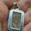 Sterling silver 925 pendant, resin with opal chips #149