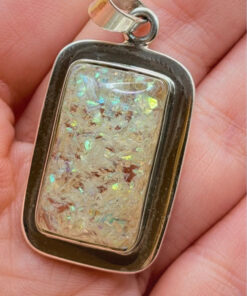 Sterling silver 925 pendant, resin with opal chips #149
