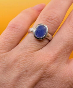 Natural amethyst vintage sterling silver ring, size K