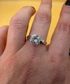 Sterling silver ring with sparkling CZ Uk size P#49