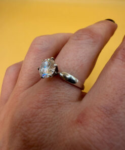 Sterling silver ring with sparkling CZ Uk size P#49