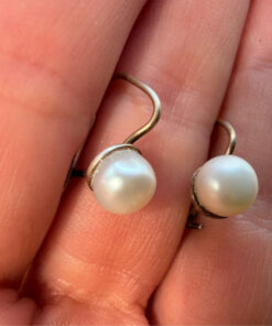 Vintage sterling silver earrings with pearl #125