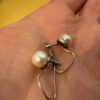 Vintage sterling silver earrings with pearl #125